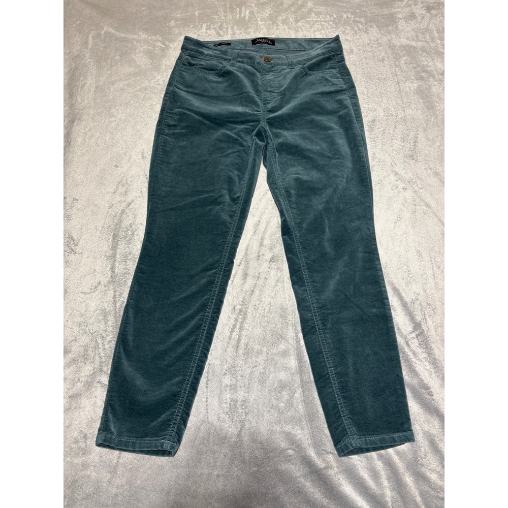 Talbots Women Size 6P Petite Green Flawless Five Pocket Crushed Velvet Jegging